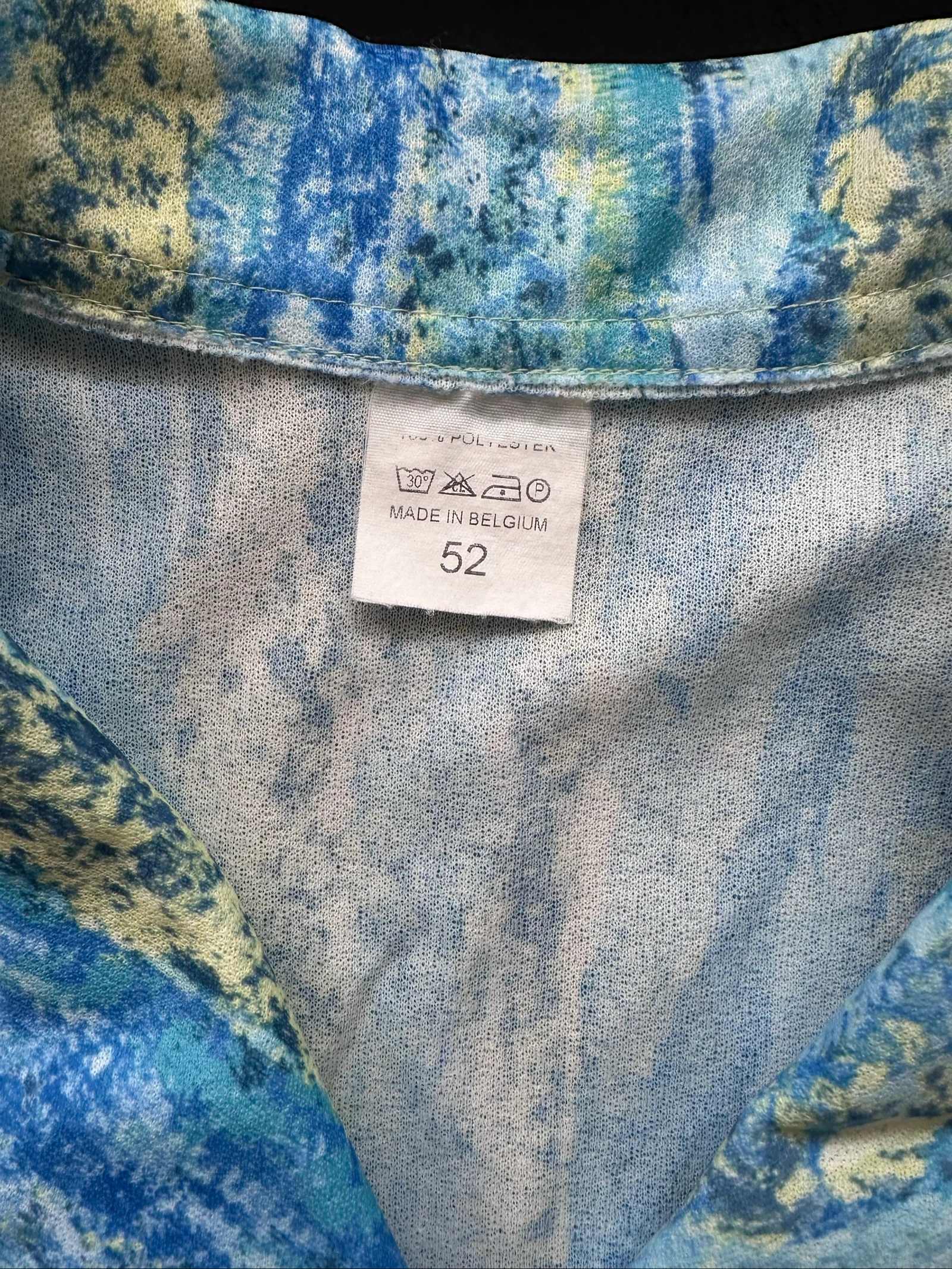 Vintage fluid dress Made in Belgium Blue, Green & Yellow Size 52 Excellent condition – photo 9